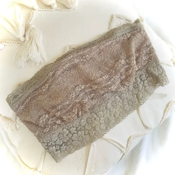 FREE PEOPLESLot of 2 Lace Maroon Burgundy Bralette Tan Strapless Bandeaus